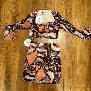 Princess Polly long sleeve mini skirt set